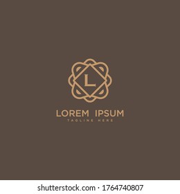 Creative Letter L Logo Symbol Vektordesign. Luxuriöser Schmuckrahmen Edelkantenlogotype. Drucken Sie ein Zeichen mit Stempelzeichen aus Monogramm.