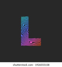 Creative letter L logo initial, bright trendy gradient smooth curves striped pattern emblem identity initial