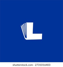 Creative letter L logo integrated with an open book icon. Clean professional vector design for educational apps, digital libraries, and online learning platforms.