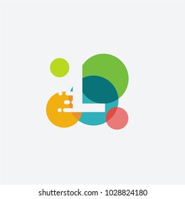 Creative Letter l logo with the letter l in the negative space in white and and colorful Circle in the background.
