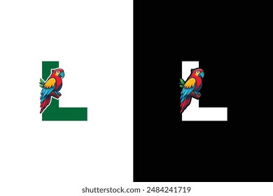 Creative Letter L parrot Logo Design. Awesome Trendy Letter L Bird logo Design Template.