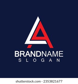 Creative letter LA triangle shape monogram logo design