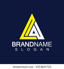 Creative letter LA triangle shape monogram logo design