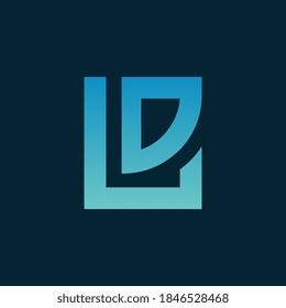 Creative letter LD logo design, minimalist alphabet LO monogram, square shape logotype - Vector