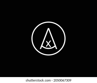 Creative letter A line logo with another letter X inserted inside in with black background