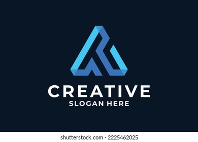 Letra creativa Diseño del logotipo A. Letra abstracta A combinar con flecha.