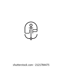 UP creative letter logo design in anchor concept with high quality professional design that will print well across any print media
