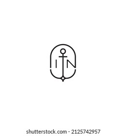 IN creative letter logo design in anchor concept with high quality professional design that will print well across any print media