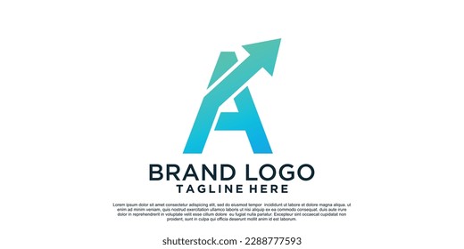 Letra creativa Diseño de logotipo de flecha simple concepto Premiium Vector