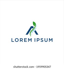 creative letter A logo design with chiropractic concept vector template