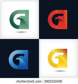 Creative Letter A logo design with Eagles Bird concept for Business Company . Abstract letter logo Design Template with different color version set.