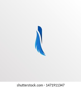 Creative Letter I Logo Design with Feather Graphic