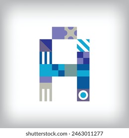 Creative letter A logo design with geometric shapes. Creative educational colorful graphics. Vector