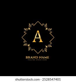 creative letter logo design with golden color