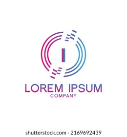 Diseño del logotipo de la letra creativa I con símbolo de punto o punto