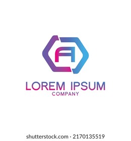 Diseño de logotipo Carta creativa A con símbolo de punto o punto