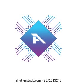 Creative Letter A logo design with point or dot symbol