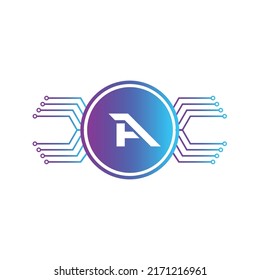 Creative Letter A logo design with point or dot symbol