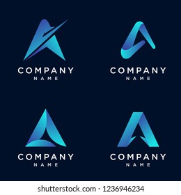 Creative letter A logo design set.
