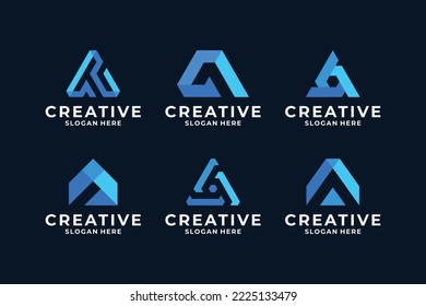Diseño del logotipo Carta Creativa A con concepto de triángulo creativo.