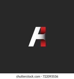 Creative letter A Logo gradient color modern design element template. Material design emblem mockup red and white paper ribbon shapes