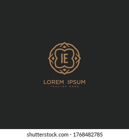 Creative letter IE logo icon design. Luxury jewelry frame gem edge logotype.