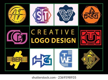 Conjunto de plantillas de diseño de iconos y logotipo de letras creativas