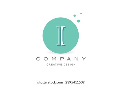 Creative letter I logo icon design vector illustration. Template for company or business with square dots and green pastel color