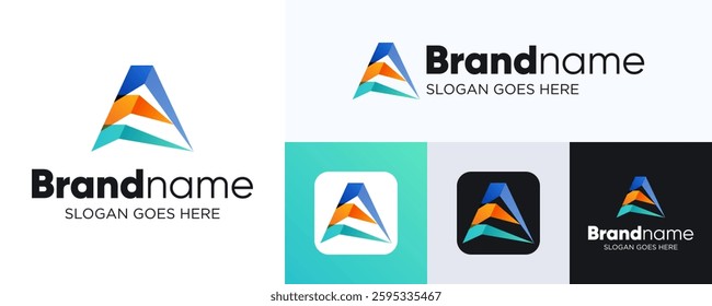 Creative letter A logo icon design, Initial A logo with gradient colorful style, Symbol sign A for technology and business identity, Logo A usable Architecture, Construction, Real estate, Etc