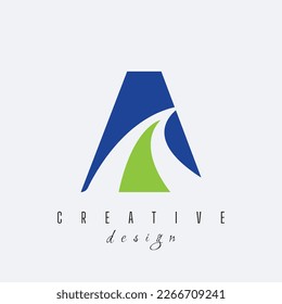 Creative letter A logo with leading lines and road concept design with geometric design. Vector Illustration with letter and creative cuts and lines