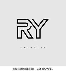 Creative Letter Logo – Minimal Line Monogram in Black Outline for Modern Branding Identity Design.