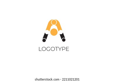 Creative letter A for logo and monogram. Minimal artistic style letter with yellow spot for education, festive and party or technology graphic. Vector typographic design