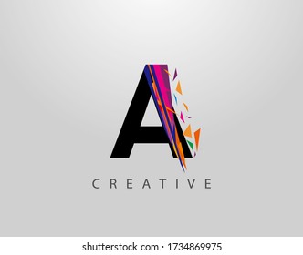 Creative Letter A Logo. Mosaic Abstract A letter design, made of various Strips shapes in color.