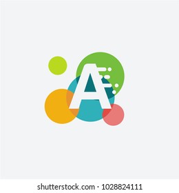 Creative Letter a logo with the letter a in the negative space in white and and colorful Circle in the background.