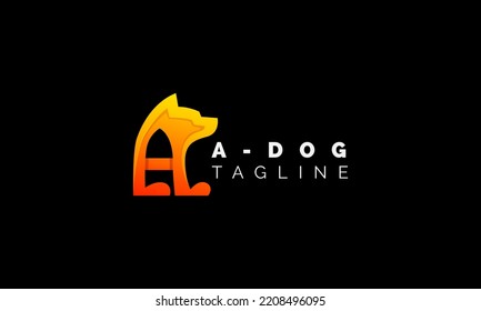 Creative letter A logo template combined with a Dog. Pet shop icon