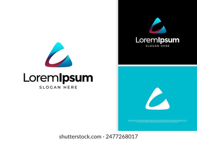 Creative of letter A logo vector, colorful triangle logo design template