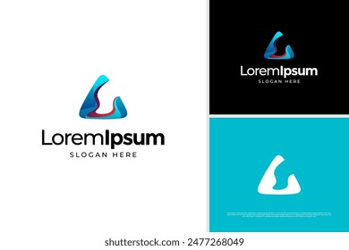 Creativo de la letra A Vector del logotipo, Plantilla colorida del diseño del logotipo del triángulo