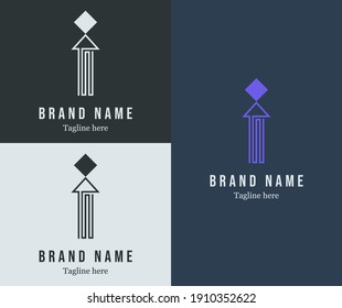 Creative letter I logo vector template. Abstract initial letter symbol. Alphabeth symbol for business, industry, company, corporate. Up arrow and starconcept. Eps 10