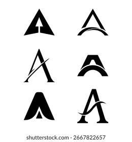Creative Letter A Logos Set Modern Typography Branding Concepts