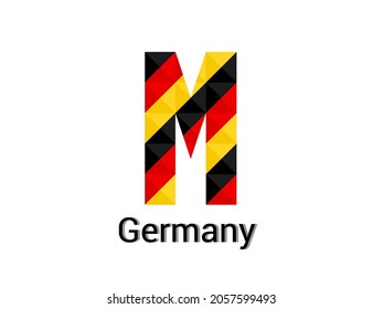 Creative Letter M with 3d germany colors concept. Good for print, t-shirt design, logo, etc. Vector illustration.