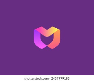 Creative letter M bright gradient logo. Creative flat monogram. Alphabet vector symbol mark.