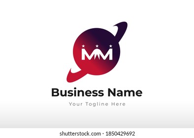 Ilustración del icono del vector de diseño del logotipo del logotipo comercial de la letra creativa M.