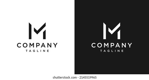 Creative Letter M Check Monogram Logo Design Icon Template White and Black Background