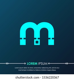 Creative  letter m digital circuit style font. Blue letter made of electric current wires and connectors. Modern design concept.