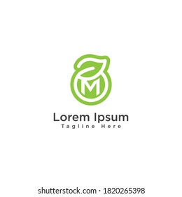 Letra creativa M logotipo de hoja ecológica elementos de plantilla de diseño de iconos