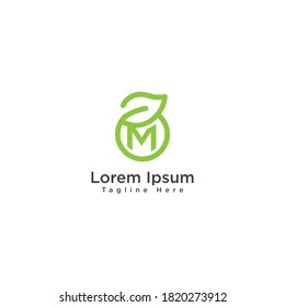 Creative Letter M eco leaf logo icon design template elements