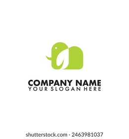 Creative letter M, elephant and leaf logo vector