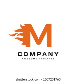 creative Letter m and fire Logo template design vector concept