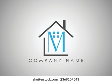Creative letter M home logo design template.