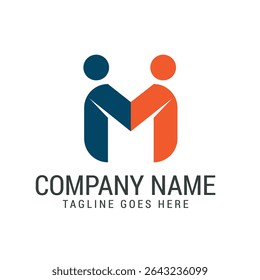 Letra creativa M Humano y conexión Plantillas de diseño de logotipo de Vector moderno